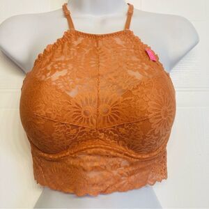 Victoria's Secret‎ Pink High Neck Lace Pushup Bralette Bra Size Small Sienna NEW
